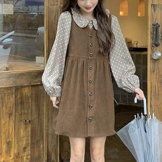Puff-sleeve Blouse / Sleeveless Corduroy Dress