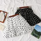 Pleated Dotted Mini Skirt
