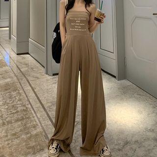 Lettering Wide Leg Jumpsuit