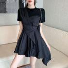 Irregular Short-sleeve Slim-fit Dress