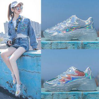 Iridescent Sequined Chunky Sneakers