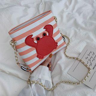 Crab Applique Striped Crossbody Bag