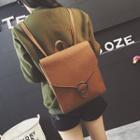 Faux-leather Flap Buckled Backpack