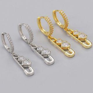Safety Pin Rhinestone Drop Earring