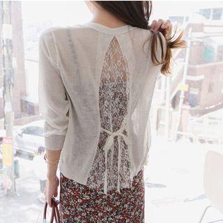 Lace-panel Tie-back Light Cardigan