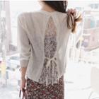 Lace-panel Tie-back Light Cardigan