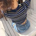 Striped Summer Sweater Navy Blue - One Size