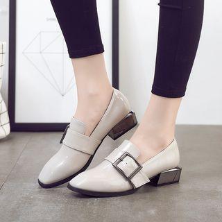 Buckled Patent Low-heel Loafers