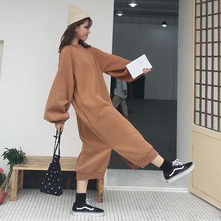 Plain Loose-fit Fleece Pullover Dress