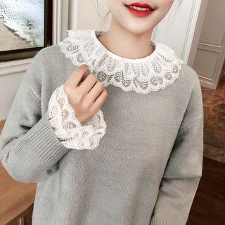 Long-sleeve Ruffled Lace Trim Top