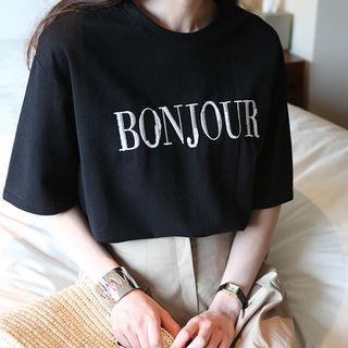 Bonjour Embroidered T-shirt