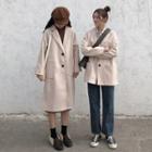Plain Long-sleeve Wool Coat ( Maxi / Normal )