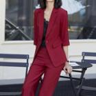 3/4-sleeve Blazer / Wide Leg Pants / Set