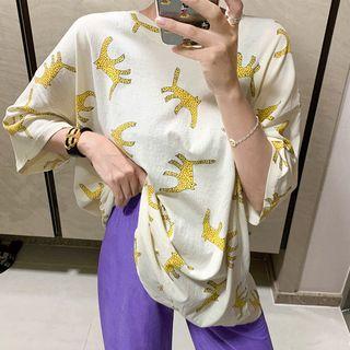 Leopard-pattern Oversized T-shirt