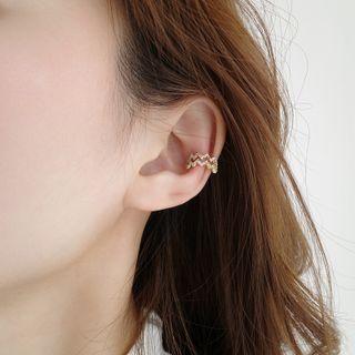 Zigzag Rhinestone Cuff Earring 1 Pc - Gold - One Size