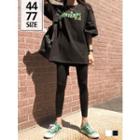Couple Letter-printed Elbow-sleeve T-shirt