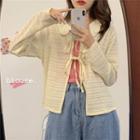 Bow Detail Light Jacket Apricot - One Size