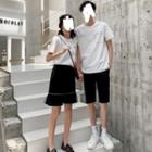 Couple Matching Short-sleeve Lettering T-shirt / Shorts / Skirt / Set