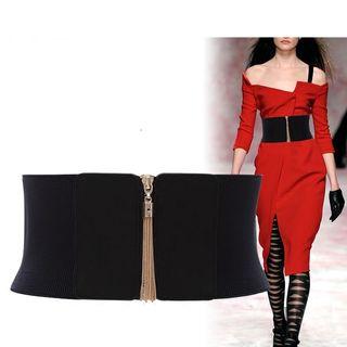 Front Zip Elastic Belt