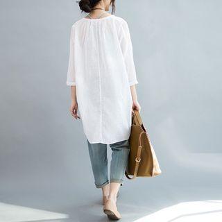 Set: 3/4-sleeve Linen Top + Spaghetti Strap Top