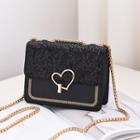 Chain Sequined Flap Crossbody Bag