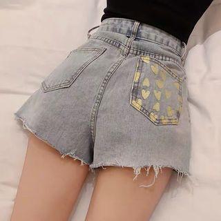 Heart Detail Denim Shorts