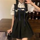 Puff-sleeve Shirt / Butterfly Overall Dress
