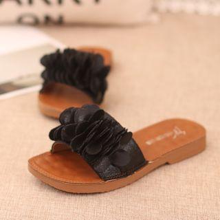 Flower Accent Flat Slide Sandals