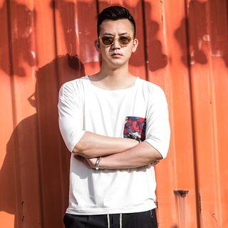 Printed Elbow-sleeve T-shirt White - M
