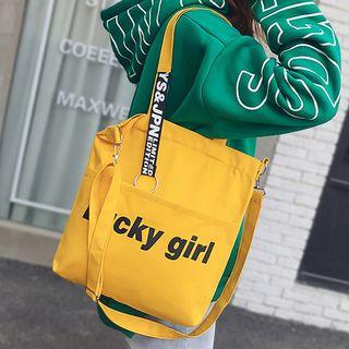 Lettering One-shoulder Canvas Bag