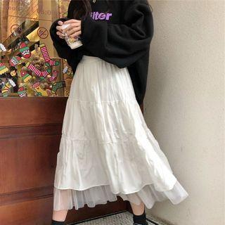A-line Plain Midi Skirt