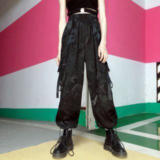 Dragon Print Cargo Jogger Pants