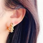 Twisted Alloy Hoop Earring 1 Pair - Clip On Earring - Gold - One Size