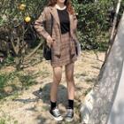 Plaid Button / Mini Plaid A-line Skirt