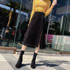 Studded Midi A-line Knit Skirt