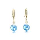 925 Sterling Silver Plated Champagne Gold Fashion Geometric Square Blue Cubic Zircon Earrings Champagne - One Size