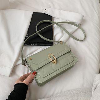 Metal Buckle Faux Leather Crossbody Bag