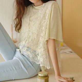 Sleeveless Flared Lace Cardigan