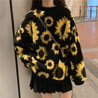 Long-sleeve Floral Printed Sweater