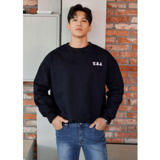 U.s.a Printed Fleece-lined Sweatshirt