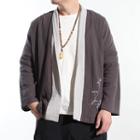 Leaf Embroidered Open Front Jacket