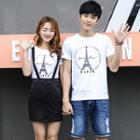 Couple Matching Tower Print Short Sleeve T-shirt