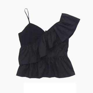Spaghetti-strap Asymmetrical Ruffled Top