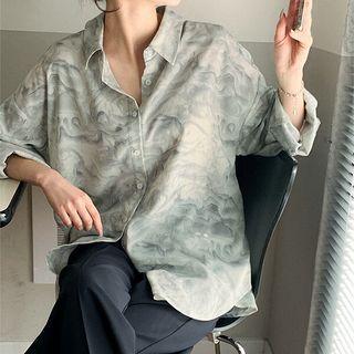 Drop-shoulder Marble Shirt