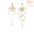 Non-matching Faux Pearl Shell & Alloy Hoop Dangle Earring 1 Pair - As Shown In Figure - One Size