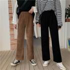 High-waist Plain Ribbed Pants