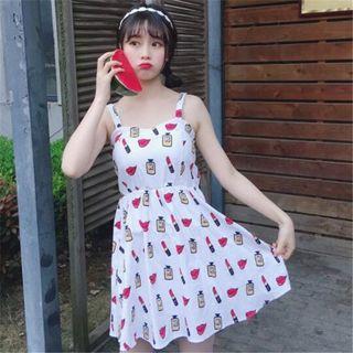 Strappy Printed A-line Mini Dress