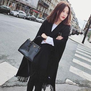 Contrast Trim Poncho