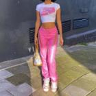 Faux Leather Cut-out Straight Cut Pants