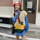 Long-sleeve Plain Shirt + Printed Knit Vest + Tie
